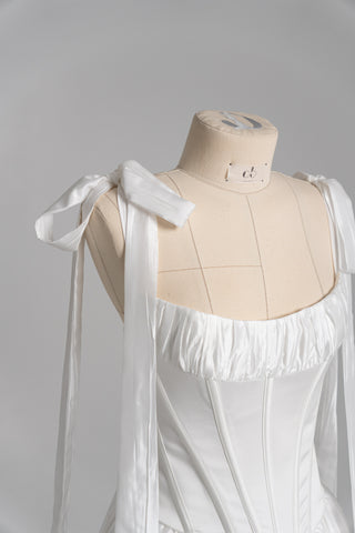Original product photo — Ivory Crushed-Taffeta Bridal Corset & Full Skirt Set