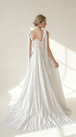 AI-generated styling preview — Ivory Crushed-Taffeta Bridal Corset & Full Skirt Set