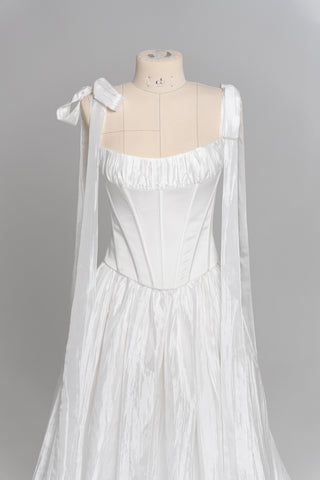 Original product photo — Ivory Crushed-Taffeta Bridal Corset & Full Skirt Set