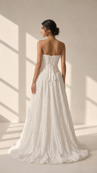 AI-generated styling preview — Strapless Crushed-Taffeta Bridal Corset & Full Skirt Set