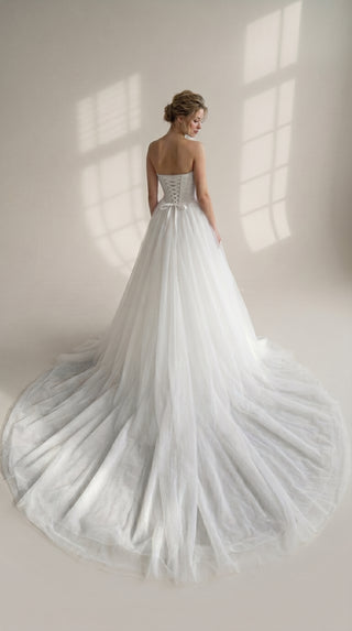 AI-generated styling preview — Maternity Strapless Tulle Wedding Dress with Train
