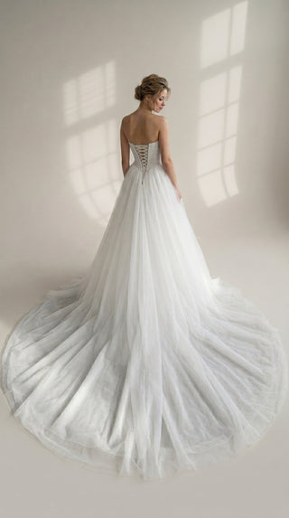 AI-generated styling preview — Maternity Strapless Tulle Wedding Dress with Train