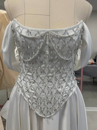 Original product photo — Embroidered Satin Bridal Corset & Long Skirt Set