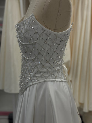 Original product photo — Embroidered Satin Bridal Corset & Long Skirt Set