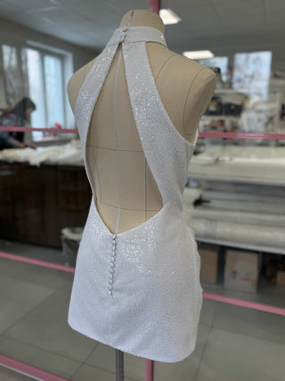 Original product photo — Maternity Open-Back Sequin Bridal Mini Dress