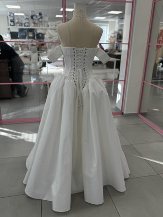 Original product photo — Off-the-Shoulder Taffeta Wedding Dress with Full Skirt