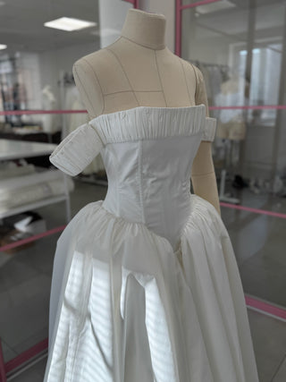Original product photo — Off-the-Shoulder Taffeta Wedding Dress with Full Skirt