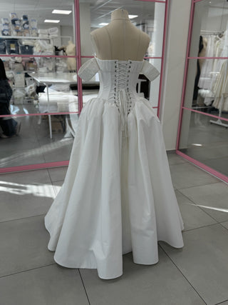 Original product photo — Off-the-Shoulder Taffeta Wedding Dress with Full Skirt
