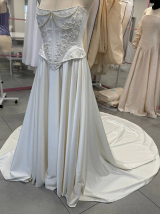 Original product photo — Beaded Satin Bridal Corset & Skirt Set
