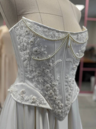 Original product photo — Beaded Satin Bridal Corset & Skirt Set