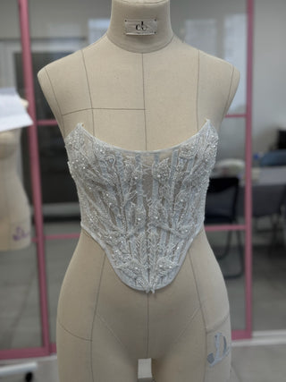 Original product photo — Embroidered Bridal Corset & Short Silk Chiffon Skirt Set