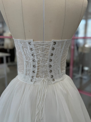 Original product photo — Embroidered Bridal Corset & Short Silk Chiffon Skirt Set