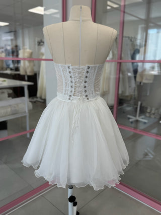 Original product photo — Embroidered Bridal Corset & Short Silk Chiffon Skirt Set