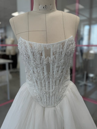 Original product photo — Embroidered Bridal Corset & Short Silk Chiffon Skirt Set