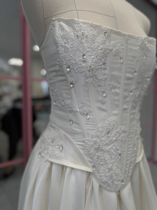 Original product photo — Ivory Taffeta Bridal Corset & Draped Skirt Set