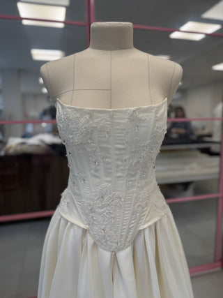 Original product photo — Ivory Taffeta Bridal Corset & Draped Skirt Set