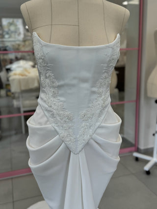 Original product photo — Satin Bridal Corset & Draped Slit Skirt Set