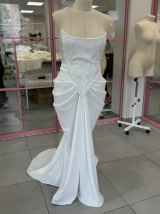Original product photo — Satin Bridal Corset & Draped Slit Skirt Set