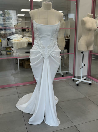 Original product photo — Satin Bridal Corset & Draped Slit Skirt Set