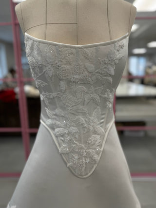 Original product photo — Ivory Satin Bridal Corset & Embroidered Mini Skirt Set