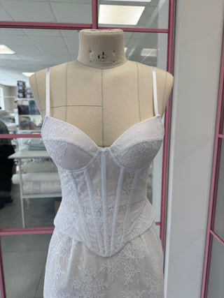 Original product photo — Lace Bridal Corset, Mini Skirt & Cape Set