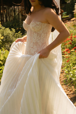 Original product photo — Lace Bridal Corset & Pleated Taffeta Skirt Set