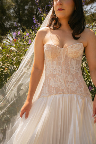 Original product photo — Lace Bridal Corset & Pleated Taffeta Skirt Set