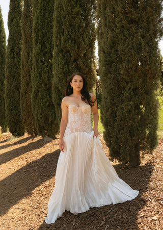 Original product photo — Lace Bridal Corset & Pleated Taffeta Skirt Set