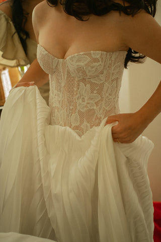 Original product photo — Lace Bridal Corset & Pleated Taffeta Skirt Set