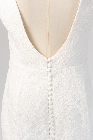 Original product photo — Ivory Lace Wedding Dress with V-Neckline & Slit