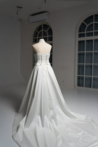 Original product photo — Convertible Lace Bridal Corset & Mini Skirt Set with Detachable Train