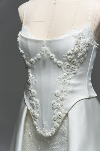Original product photo — Convertible Lace Bridal Corset & Mini Skirt Set with Detachable Train