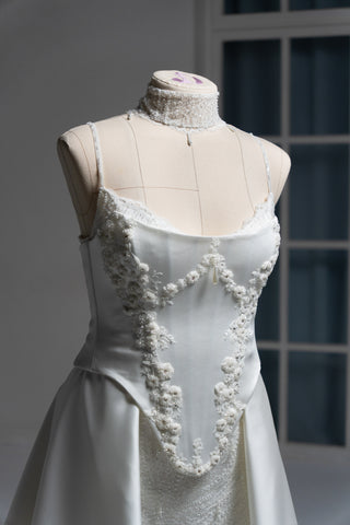 Original product photo — Convertible Lace Bridal Corset & Mini Skirt Set with Detachable Train