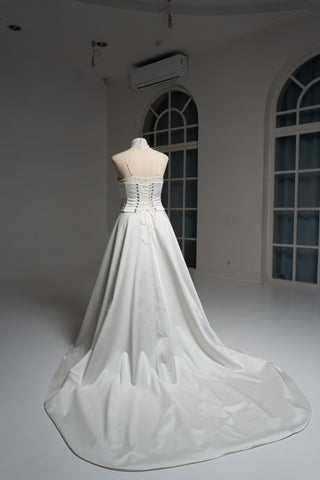 Original product photo — Convertible Lace Bridal Corset & Mini Skirt Set with Detachable Train