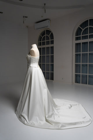 Original product photo — Convertible Lace Bridal Corset & Mini Skirt Set with Detachable Train