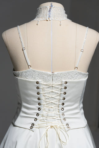 Original product photo — Convertible Lace Bridal Corset & Mini Skirt Set with Detachable Train