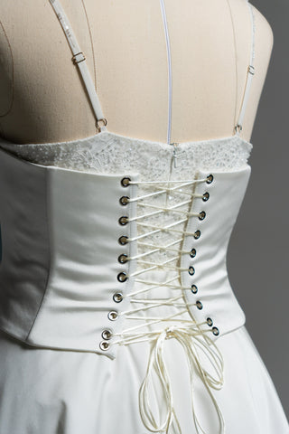 Original product photo — Convertible Lace Bridal Corset & Mini Skirt Set with Detachable Train