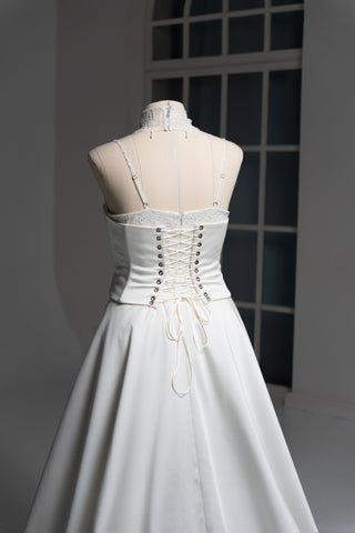 Original product photo — Convertible Lace Bridal Corset & Mini Skirt Set with Detachable Train