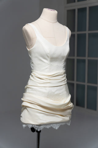 Original product photo — Dark Ivory Taffeta Bridal Mini Dress