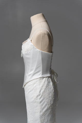 Original product photo — Convertible Lace Bridal Corset Set with Mini Skirt & Sheer Overskirt