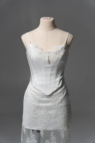 Original product photo — Convertible Lace Bridal Corset Set with Mini Skirt & Sheer Overskirt