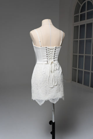Original product photo — Convertible Lace Bridal Corset Set with Mini Skirt & Sheer Overskirt