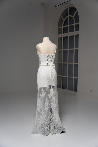 Original product photo — Convertible Lace Bridal Corset Set with Mini Skirt & Sheer Overskirt