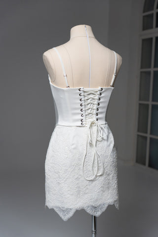 Original product photo — Convertible Lace Bridal Corset Set with Mini Skirt & Sheer Overskirt