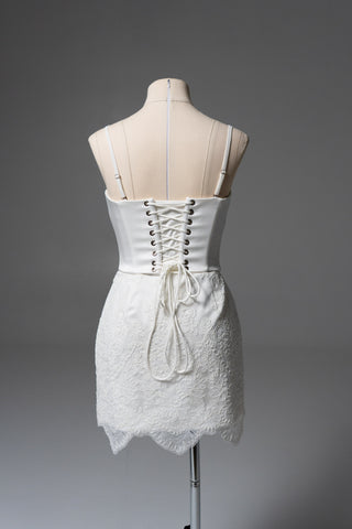 Original product photo — Convertible Lace Bridal Corset Set with Mini Skirt & Sheer Overskirt