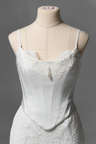Original product photo — Convertible Lace Bridal Corset Set with Mini Skirt & Sheer Overskirt