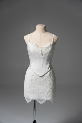 Original product photo — Convertible Lace Bridal Corset Set with Mini Skirt & Sheer Overskirt