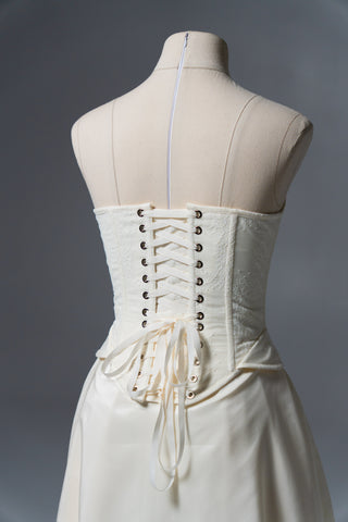 Original product photo — Dark Ivory Taffeta Bridal Corset & Skirt Set with Detachable Train
