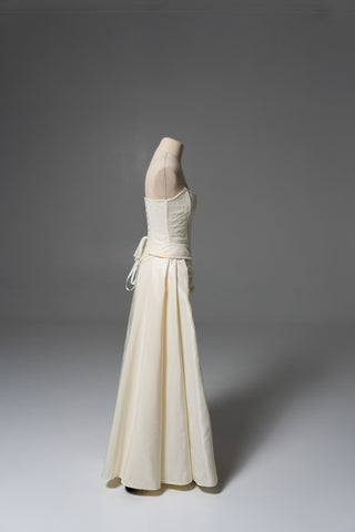Original product photo — Dark Ivory Taffeta Bridal Corset & Skirt Set with Detachable Train