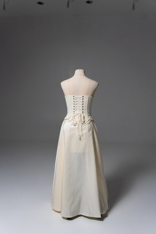 Original product photo — Dark Ivory Taffeta Bridal Corset & Skirt Set with Detachable Train